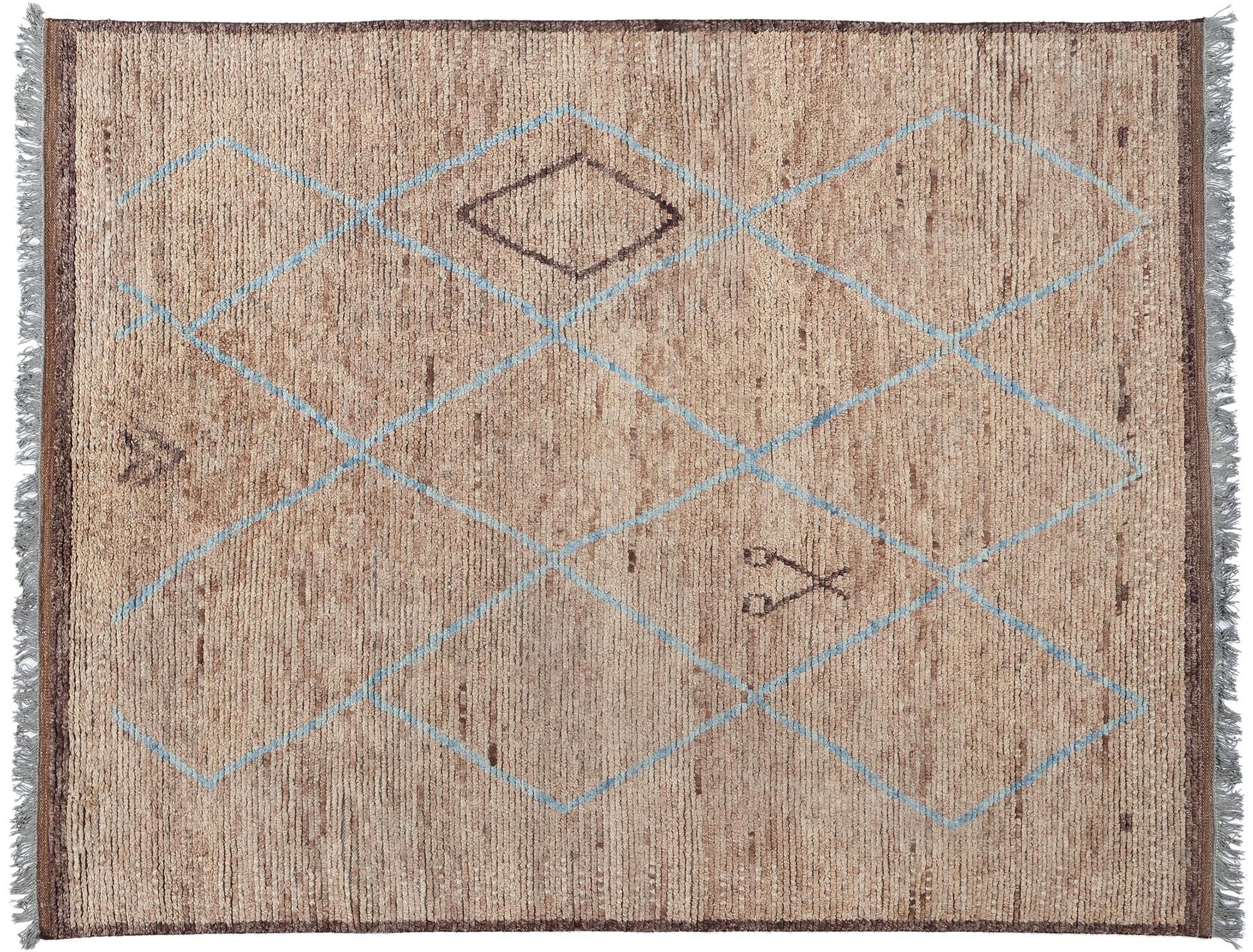 New Earth-Tone Diamonds Contemporary Moroccan Area Rug im Angebot 2