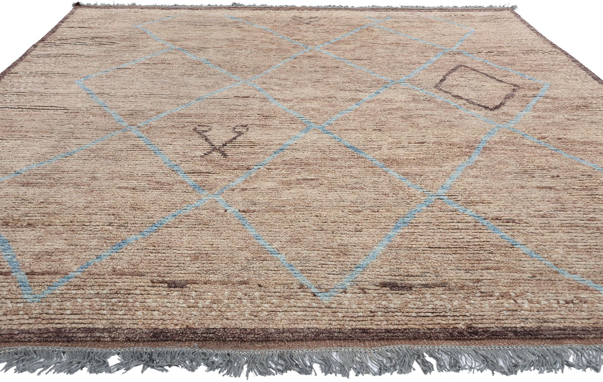 New Earth-Tone Diamonds Contemporary Moroccan Area Rug (Böhmisch) im Angebot