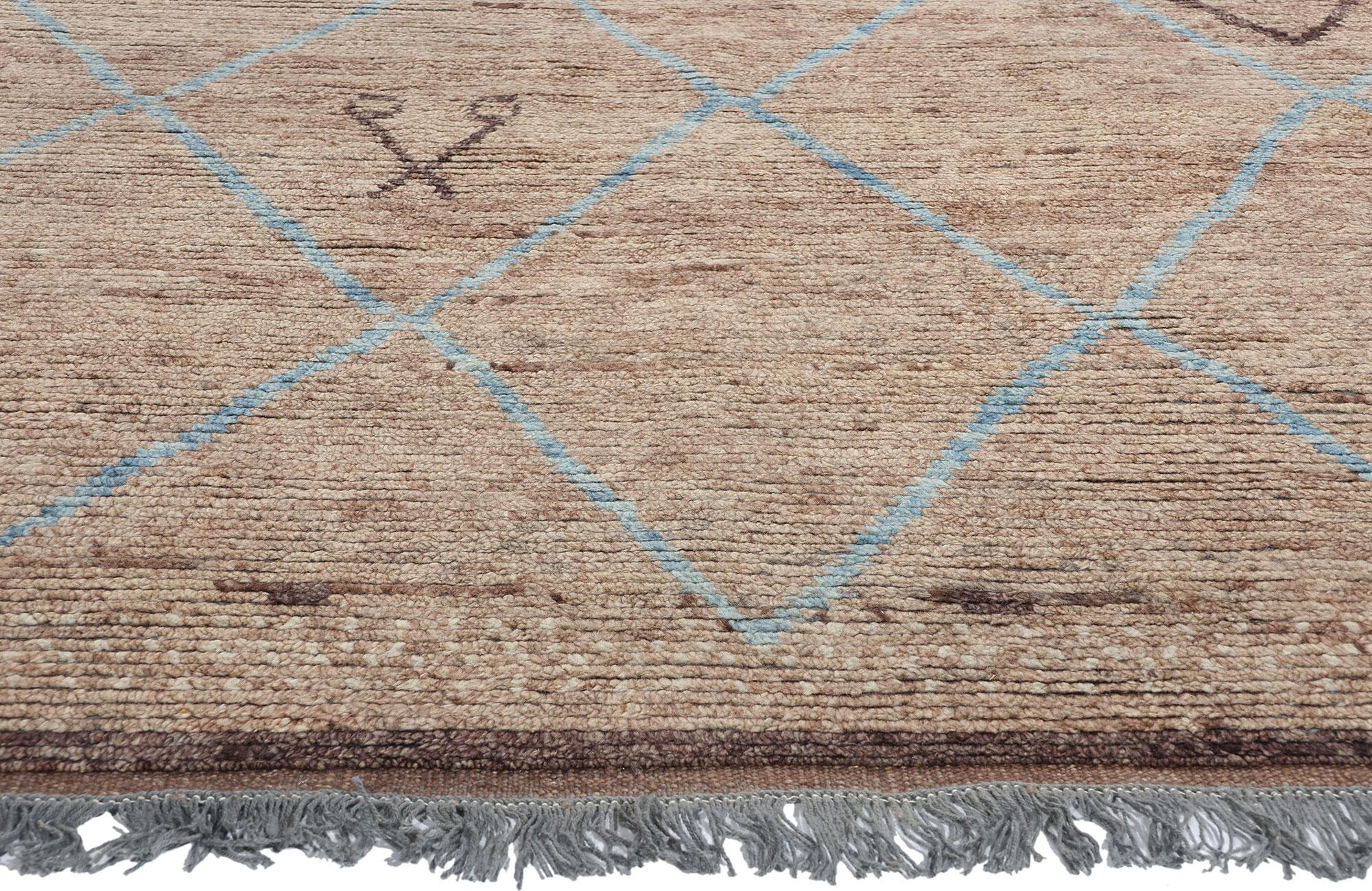 New Earth-Tone Diamonds Contemporary Moroccan Area Rug (Indisch) im Angebot