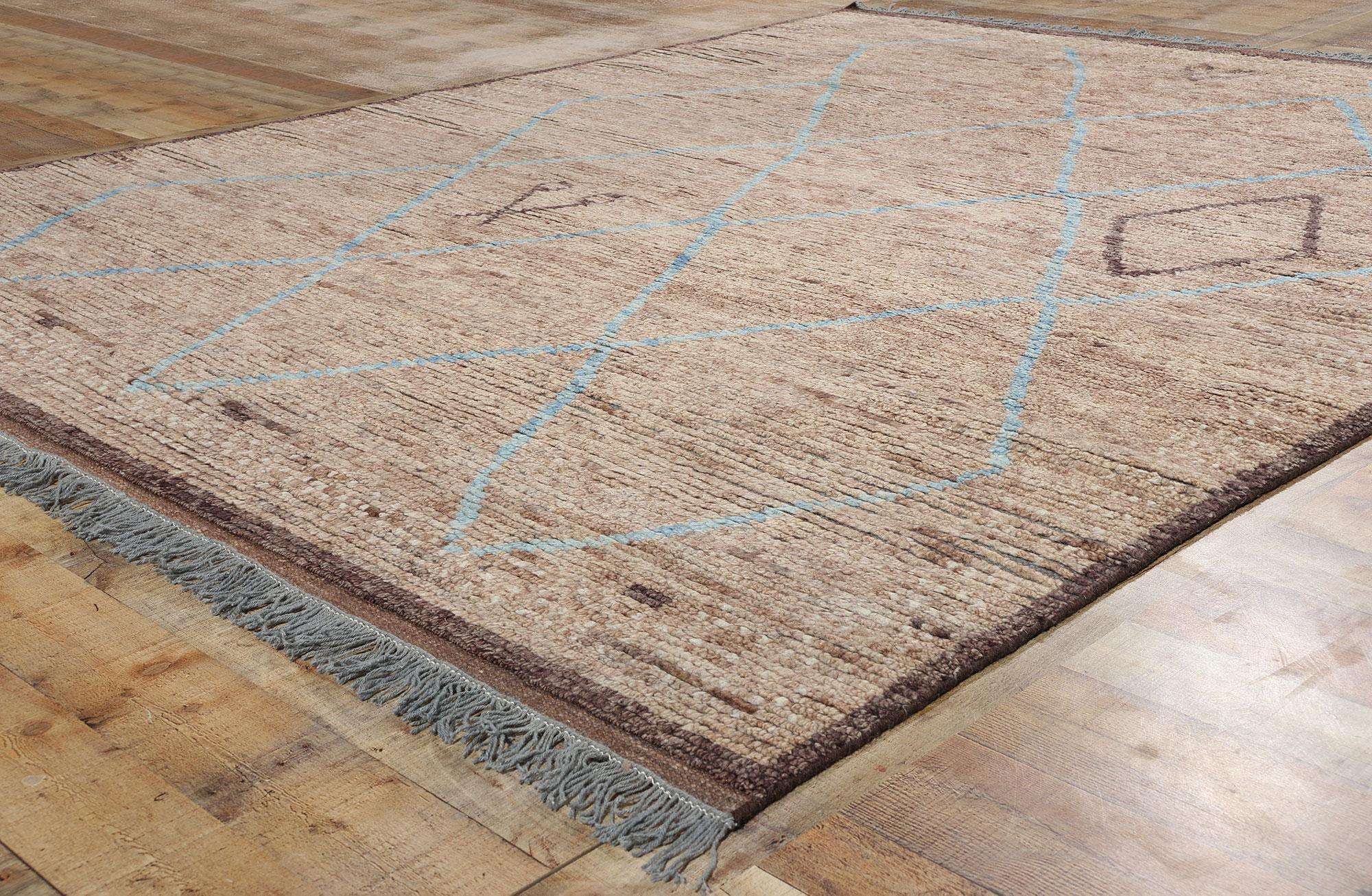 New Earth-Tone Diamonds Contemporary Moroccan Area Rug (21. Jahrhundert und zeitgenössisch) im Angebot