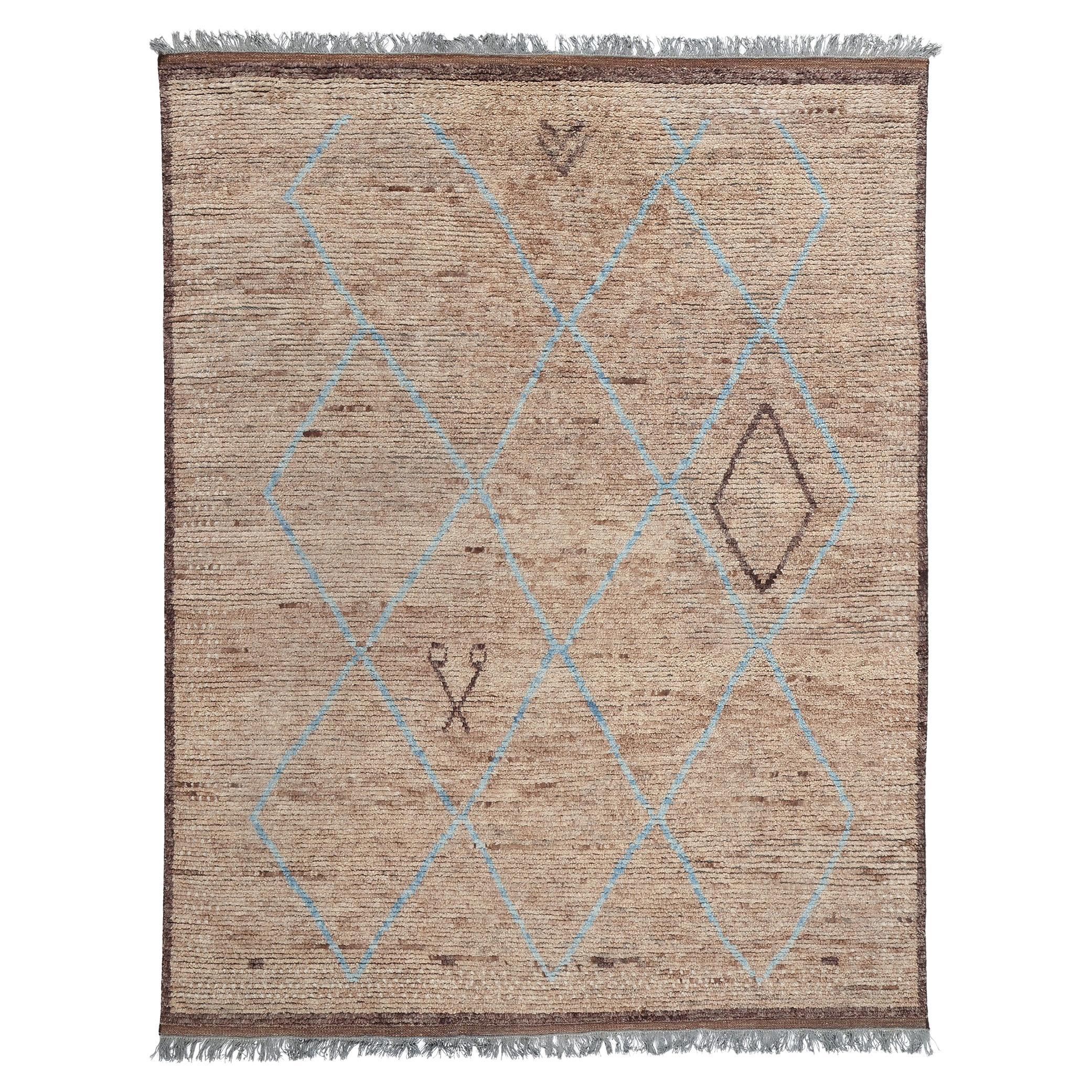 New Earth-Tone Diamonds Contemporary Moroccan Area Rug