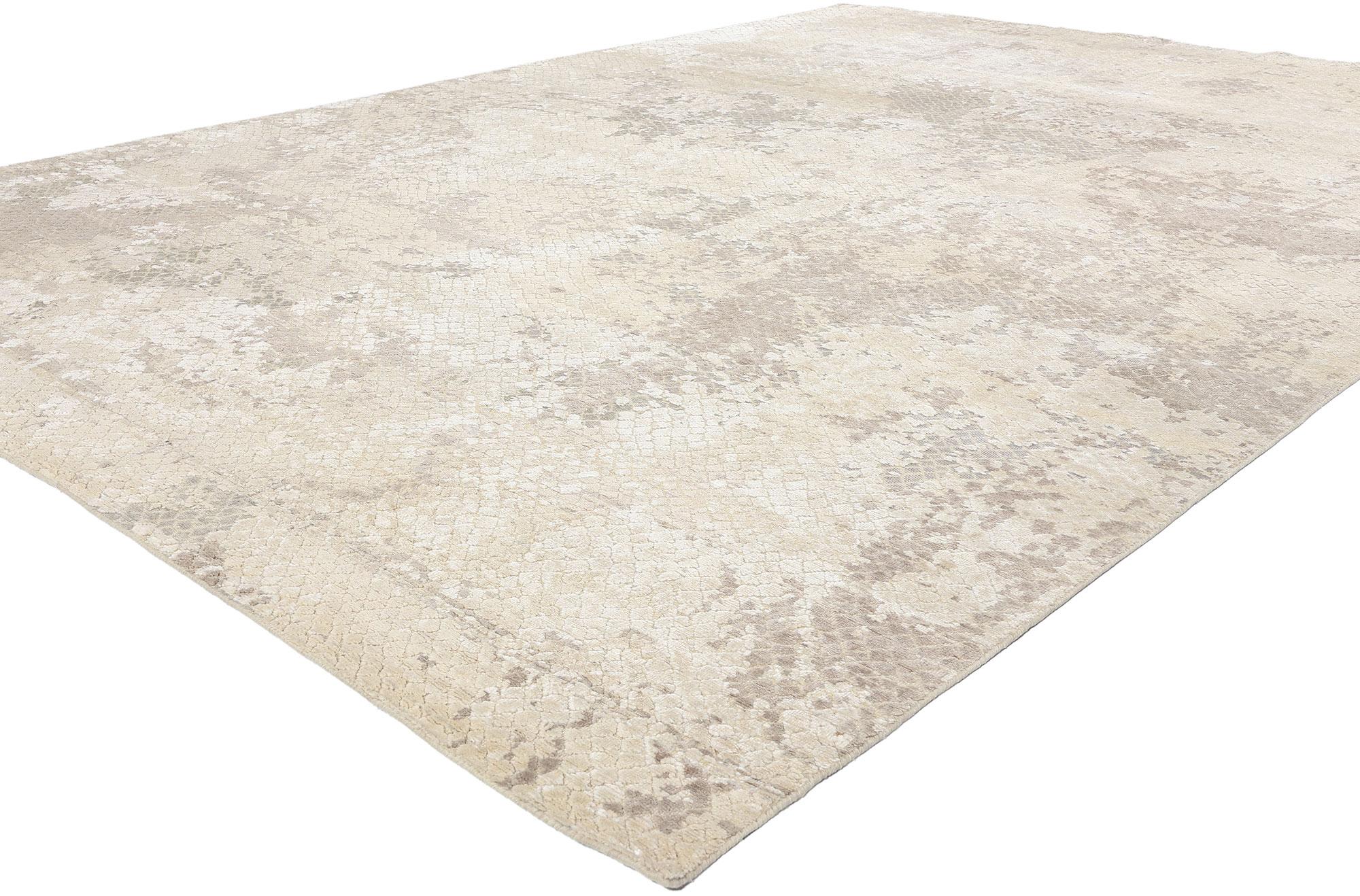 31069 Zeitgenössischer abstrakter biophiler Design-Teppich, 08'09 x 11'10. Dieser handgeknüpfte, abstrakte Teppich aus Wolle verkörpert die Essenz des biophilen Designs und verbindet nahtlos moderne Kunst mit natürlicher Inspiration. Dieser
