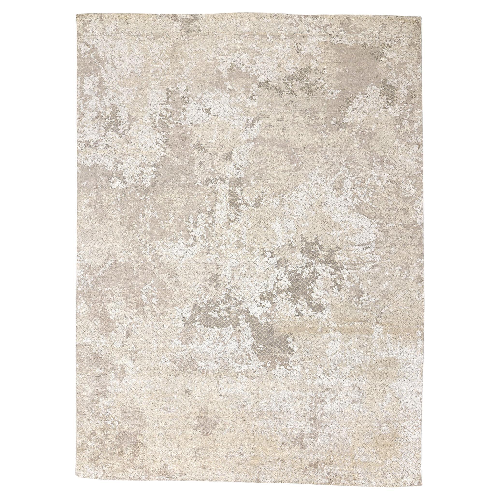 New Earth-Tone High-Low Organic Modern Biophilic Rug, 08'09 x 11'10