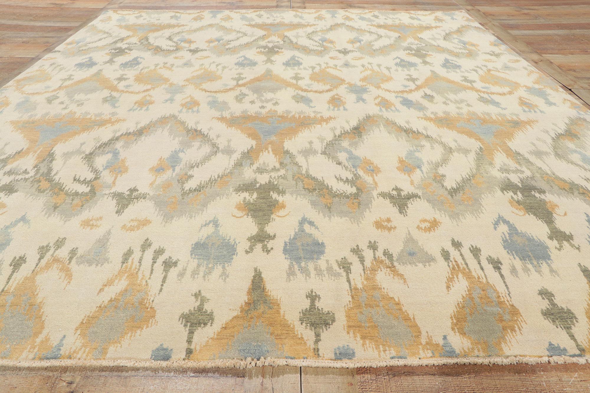 Neuer erdfarbener Ikat-Teppich im modernen Stil (21. Jahrhundert und zeitgenössisch) im Angebot