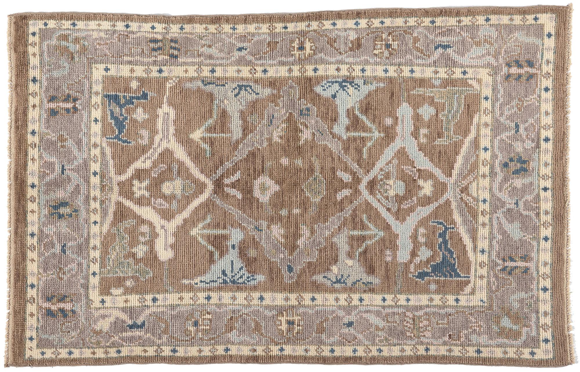 New Earth-Tone Modern Oushak Rug, Effortlessly Chic and Versatile For Sale 3