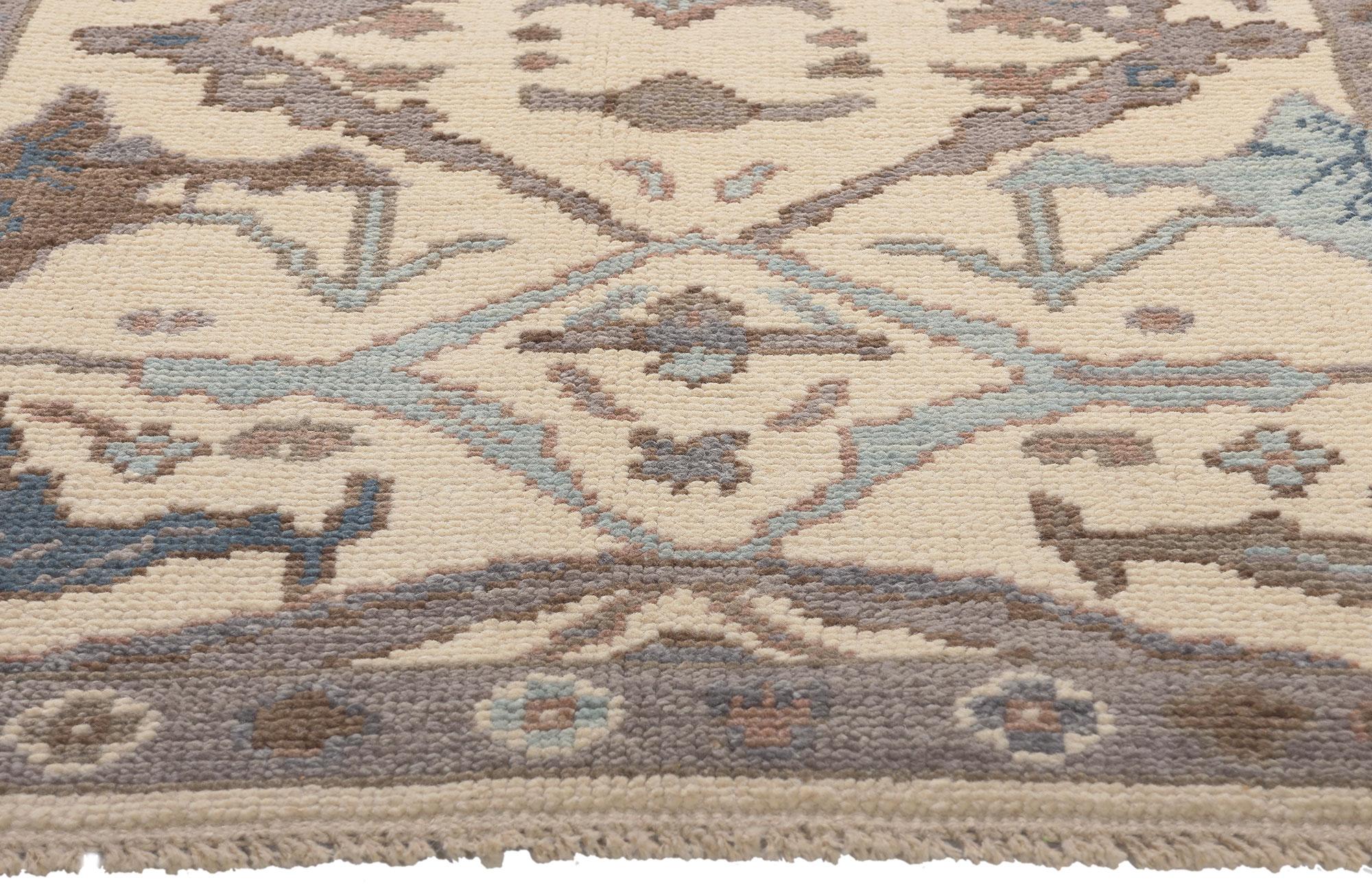 Hand-Knotted New Earth-Tone Modern Oushak Rug, Effortlessly Chic and Versatile For Sale