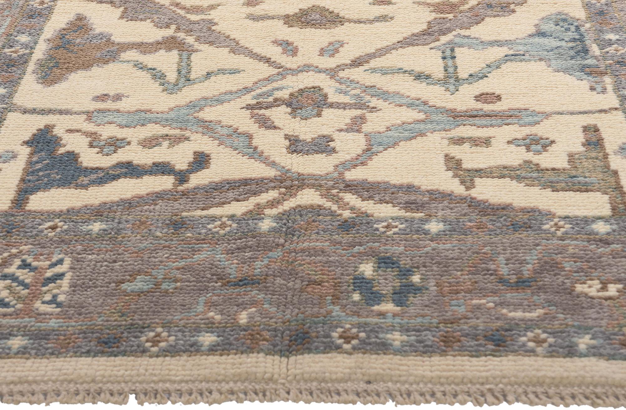 Noué à la main Nouveau tapis moderne Oushak de couleur terre, chic et polyvalent en vente
