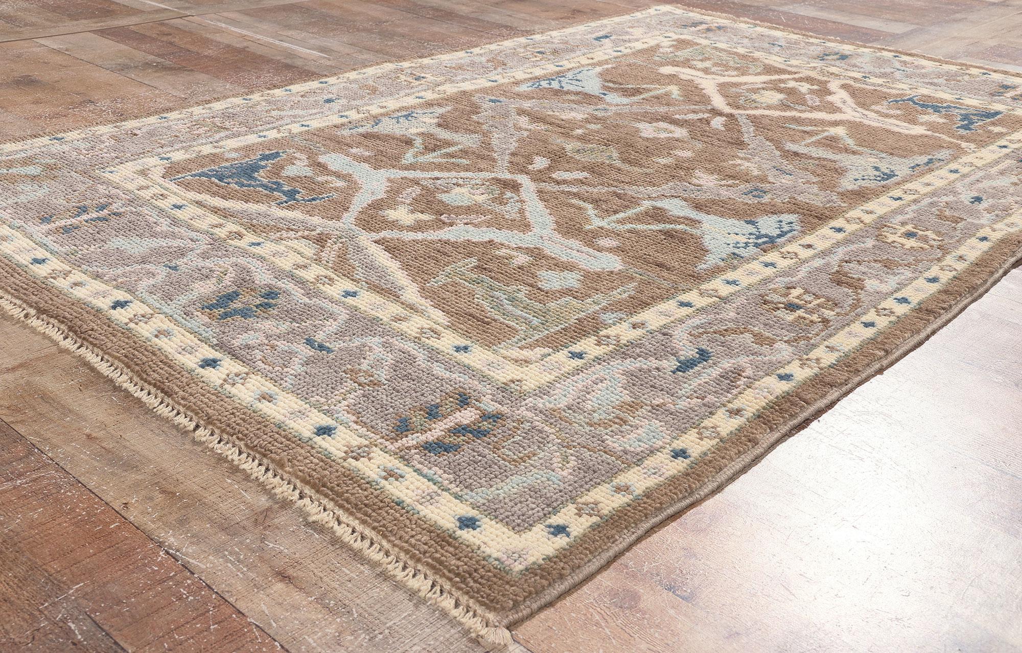 Wool New Earth-Tone Modern Oushak Rug, Effortlessly Chic and Versatile For Sale