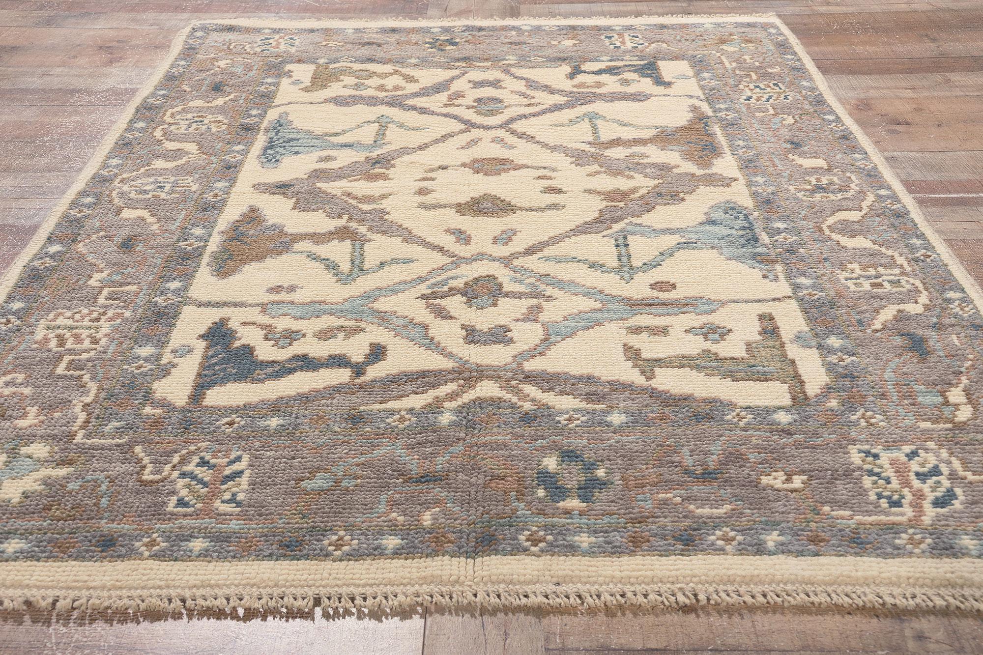 Laine Nouveau tapis moderne Oushak de couleur terre, chic et polyvalent en vente