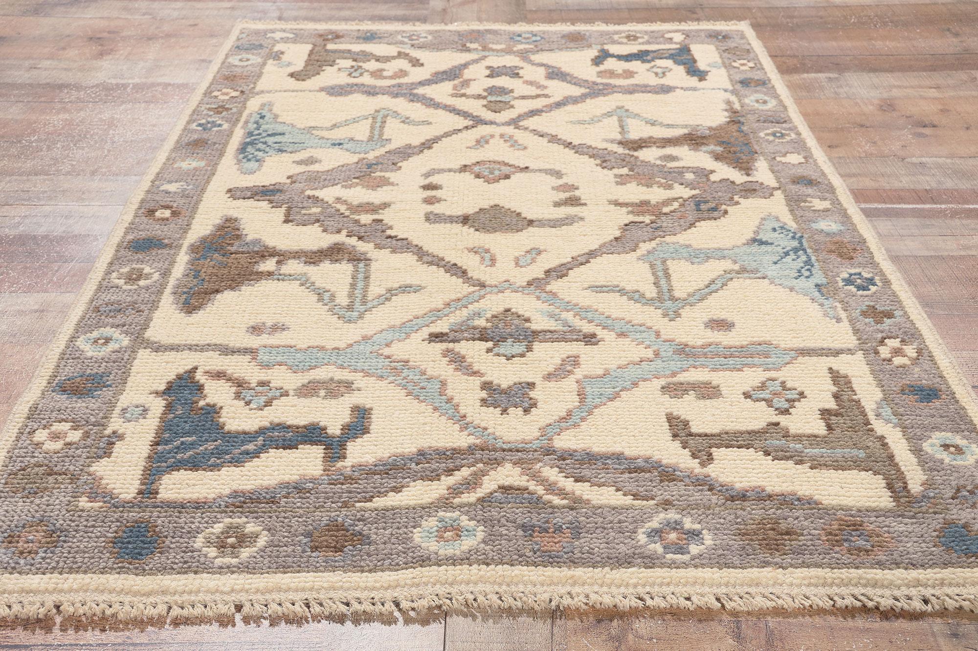 New Earth-Tone Modern Oushak Rug, Effortlessly Chic and Versatile For Sale 1