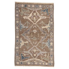 New Earth-Tone Modern Oushak Rug, Effortlessly Chic and Versatile