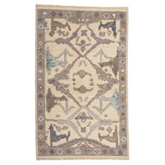 New Earth-Tone Modern Oushak Rug, Effortlessly Chic and Versatile