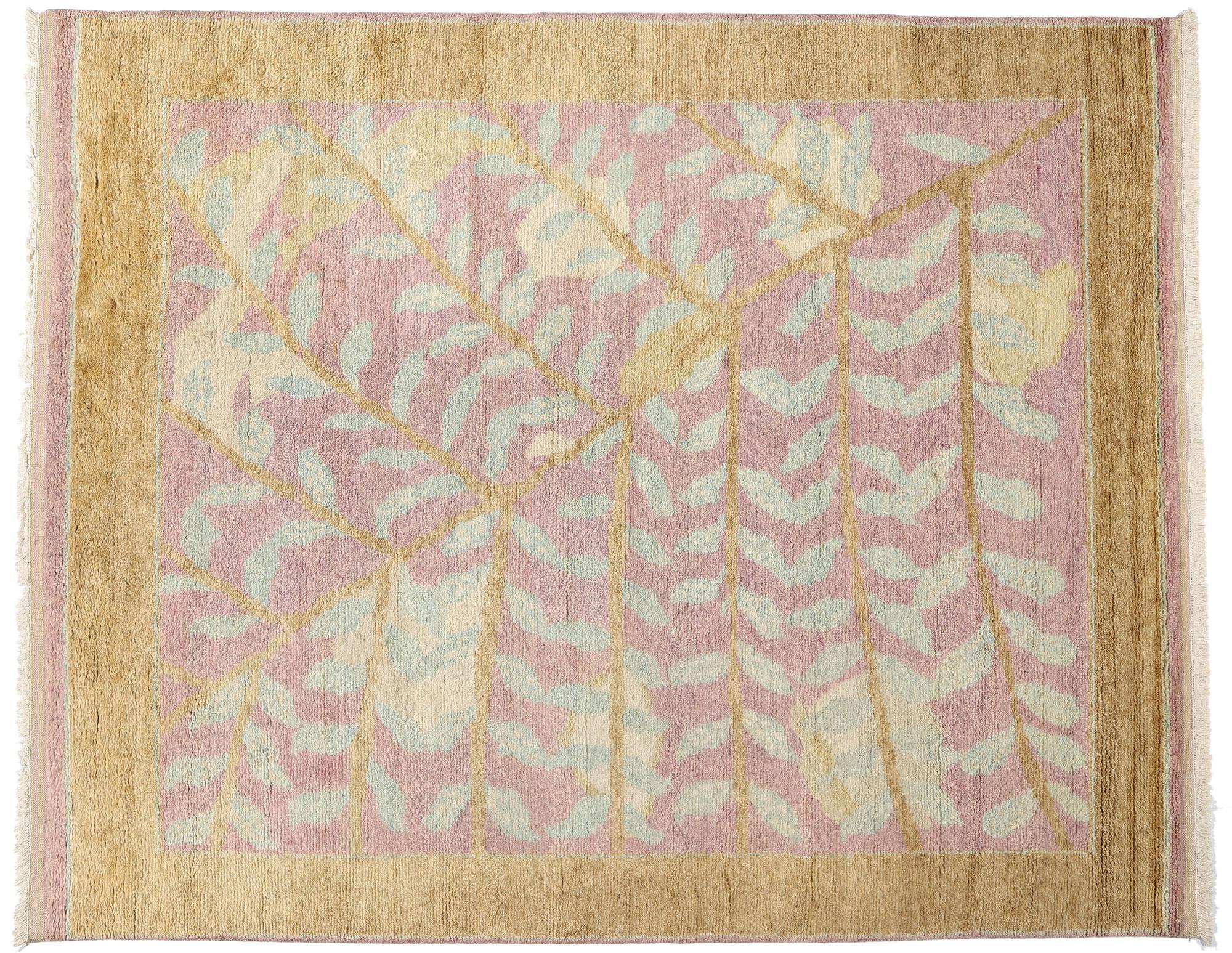 New Earth-Tone Pastel Biophilic Contemporary Moroccan Rug For Sale 3