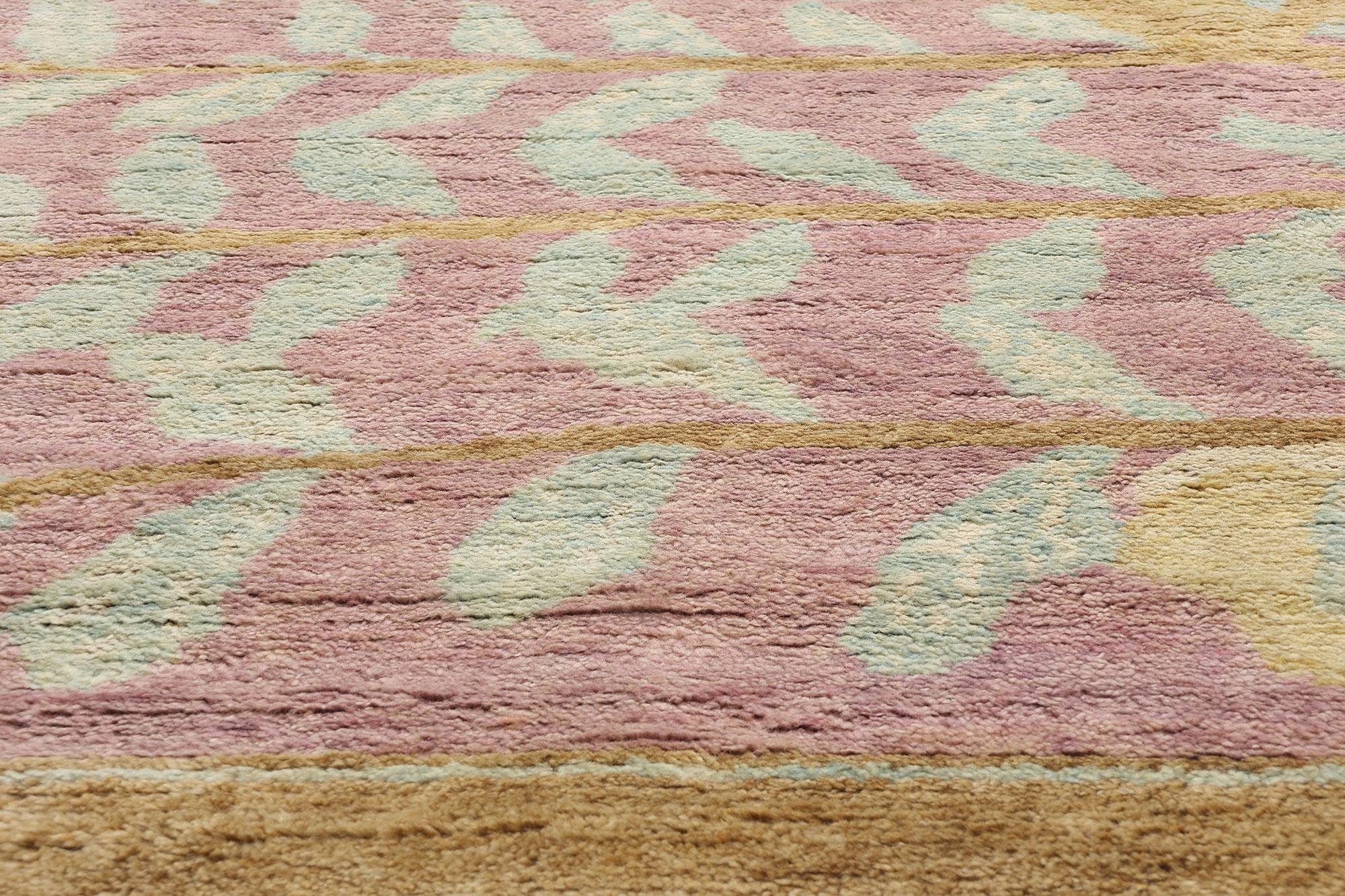 Hand-Knotted New Earth-Tone Pastel Biophilic Contemporary Moroccan Rug For Sale