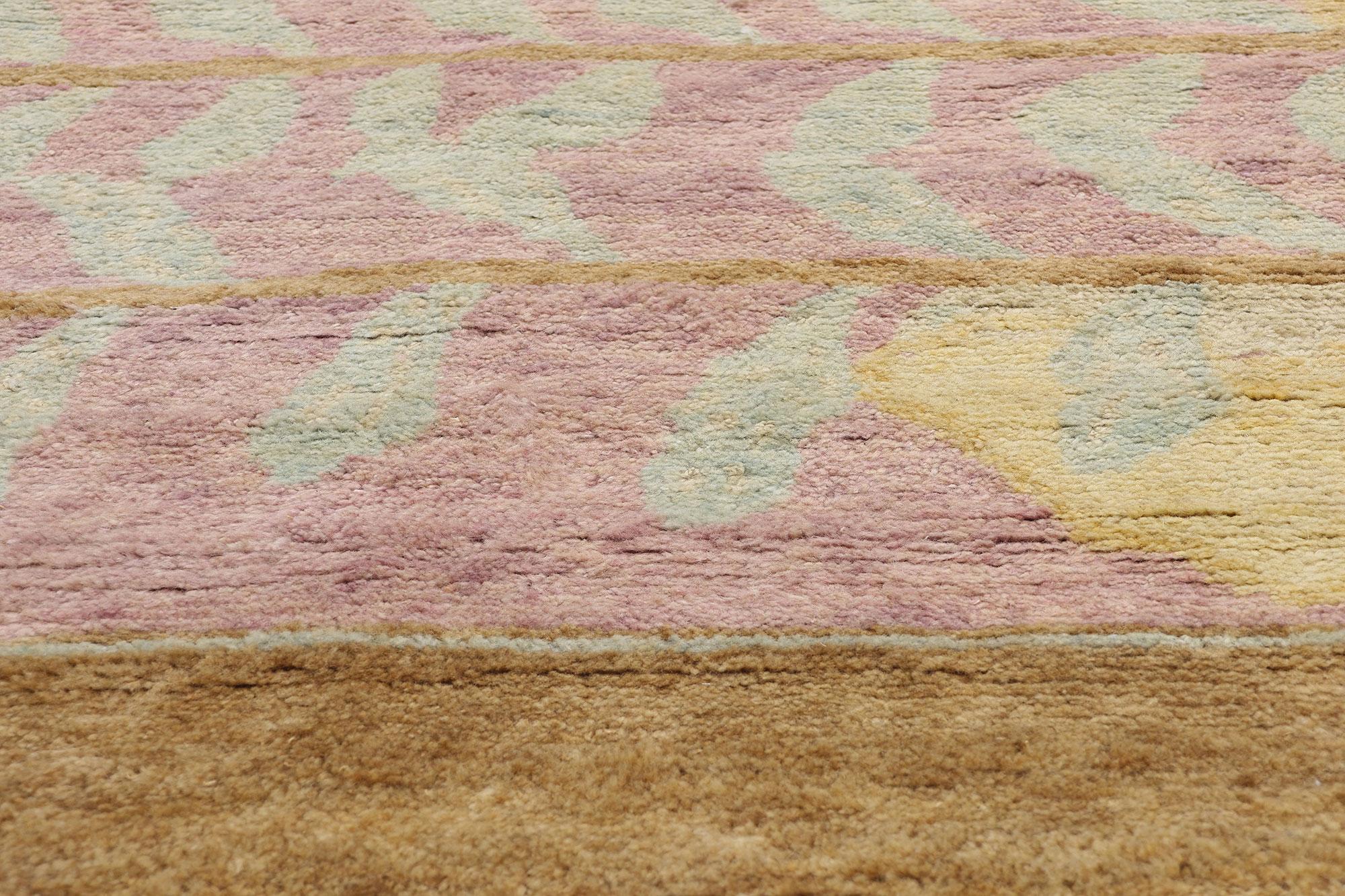 Hand-Knotted New Earth-Tone Pastel Biophilic Contemporary Moroccan Area Rug For Sale
