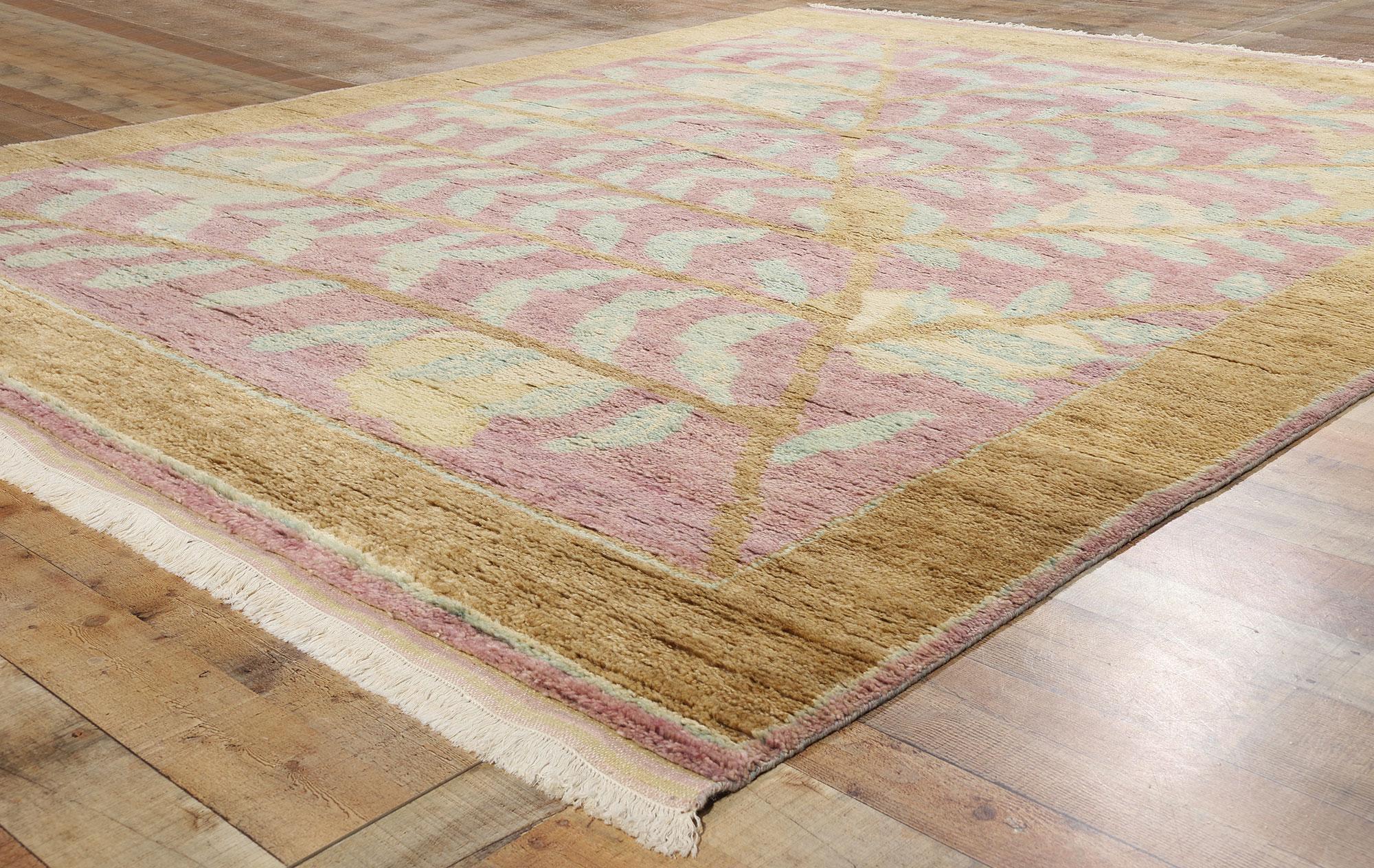 Wool New Earth-Tone Pastel Biophilic Contemporary Moroccan Rug For Sale
