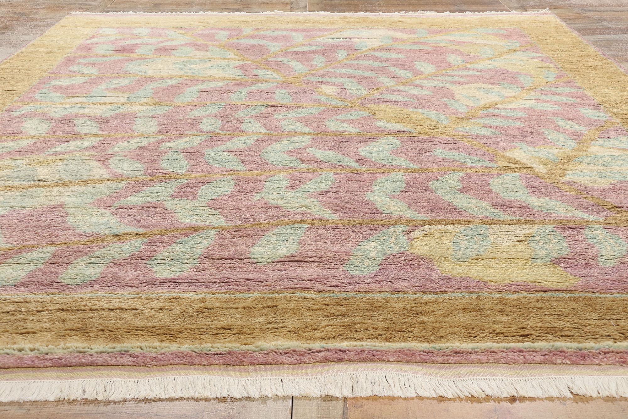 New Earth-Tone Pastel Biophilic Contemporary Moroccan Rug For Sale 1
