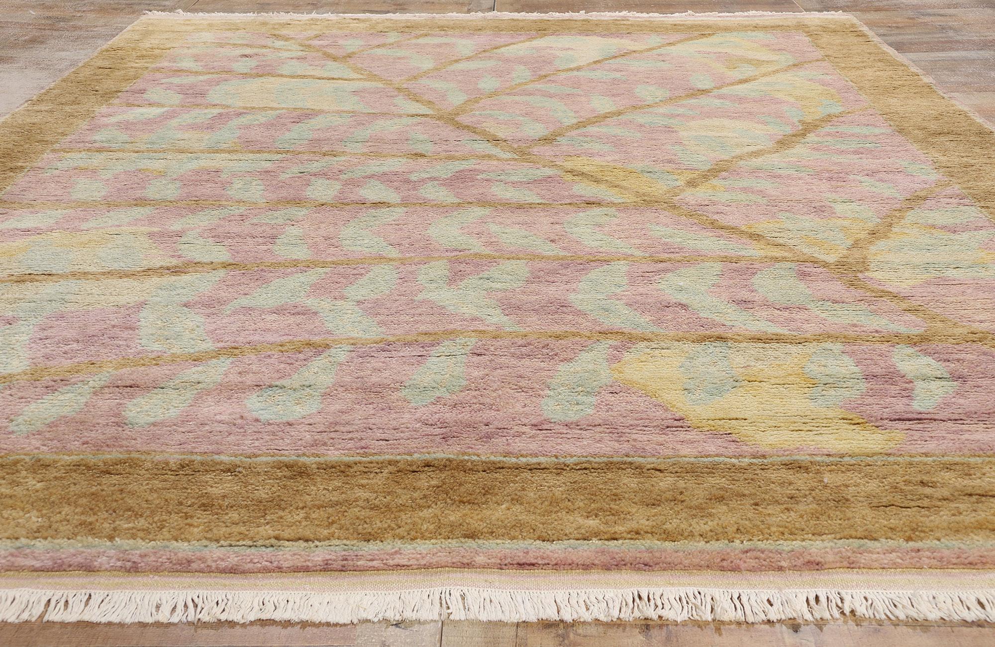 New Earth-Tone Pastel Biophilic Contemporary Moroccan Area Rug For Sale 1