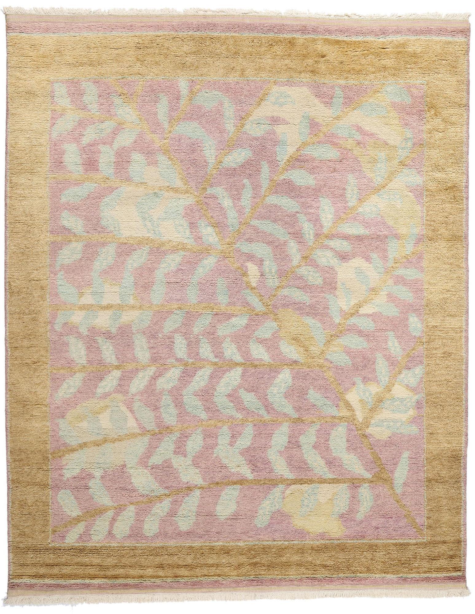 New Earth-Tone Pastel Biophilic Contemporary Moroccan Rug