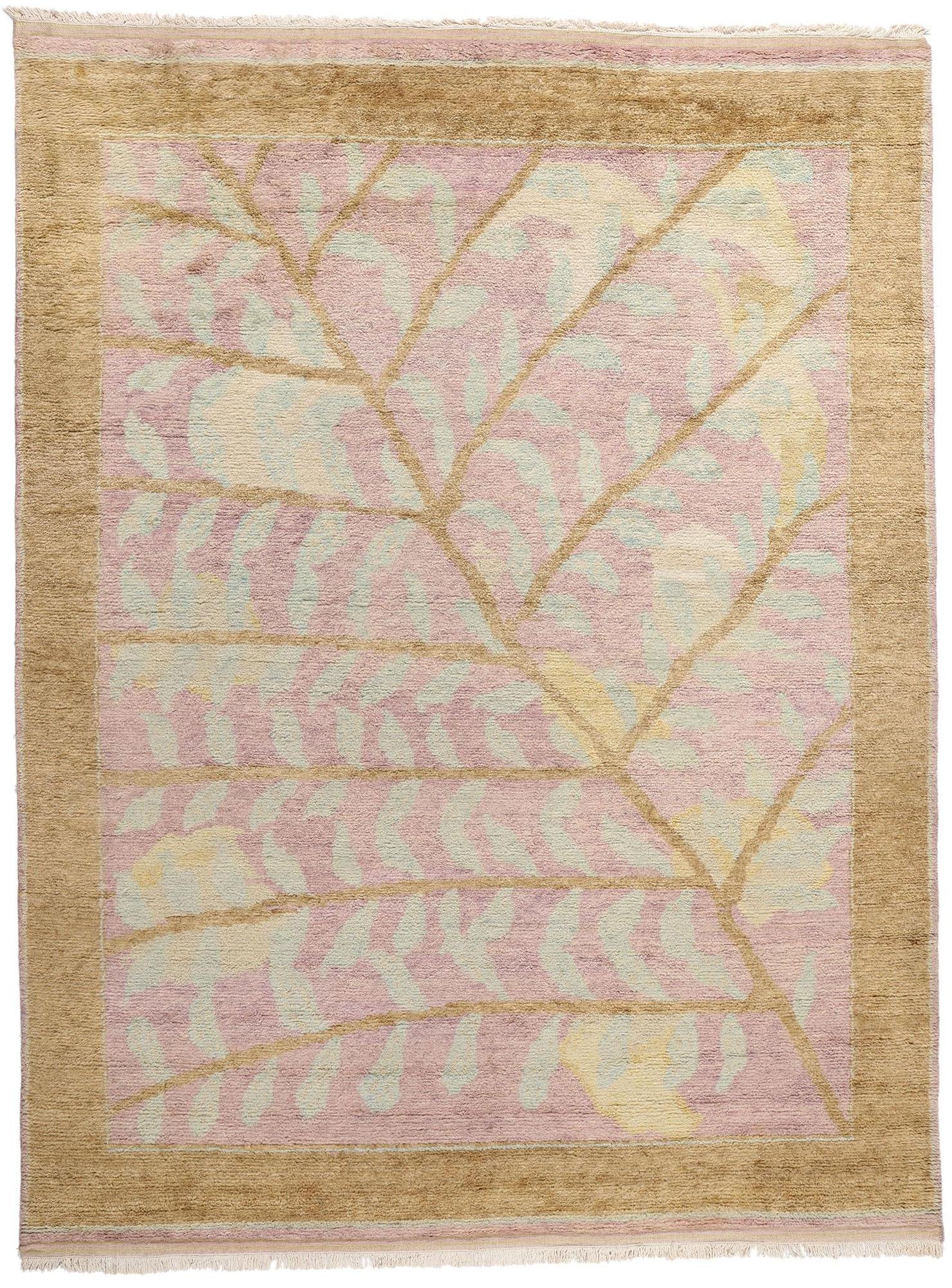 New Earth-Tone Pastel Biophilic Contemporary Moroccan Area Rug For Sale
