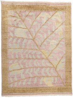 New Earth-Tone Pastel Biophilic Contemporary Moroccan Area Rug
