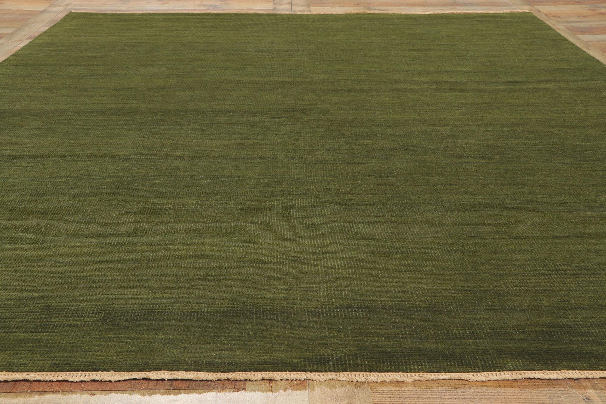 New Moss-Olive Green Modern Rug with Biophilic Design Style For Sale 1