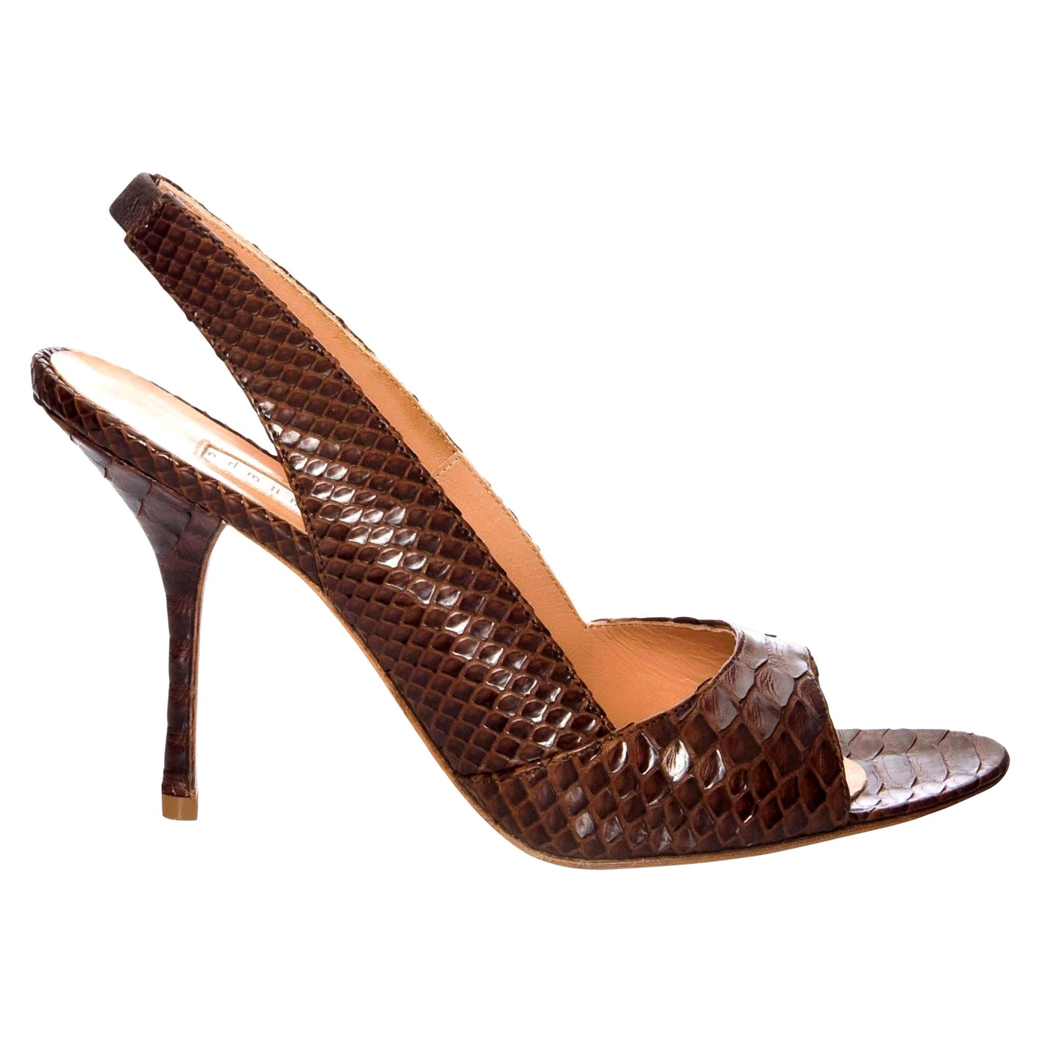 New Edmundo Castillo Brown Python Snakeskin Pump Heels Sz 8