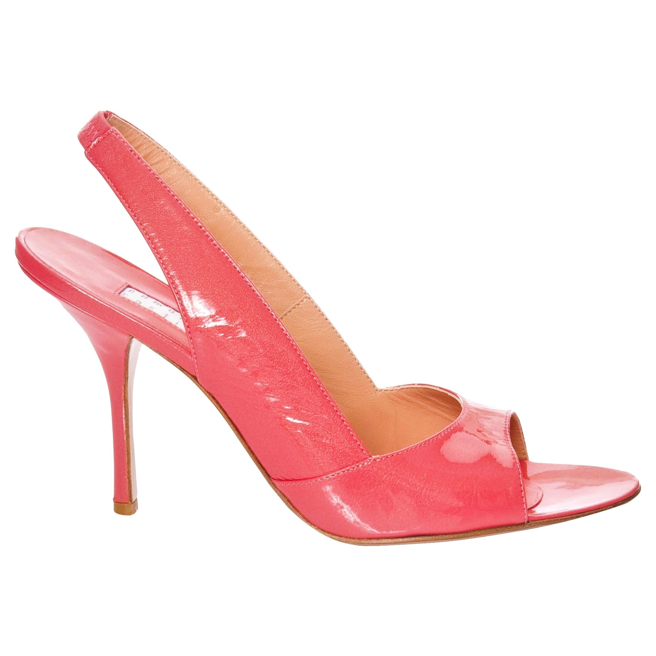 New Edmundo Castillo Coral Patent Leather Sling Heels