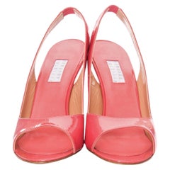 New Edmundo Castillo Coral Patent Leather Sling Heels Sz 8