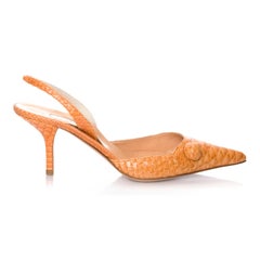 New Edmundo Castillo Light Cognac Python Snakeskin Pump Heels Sz 8