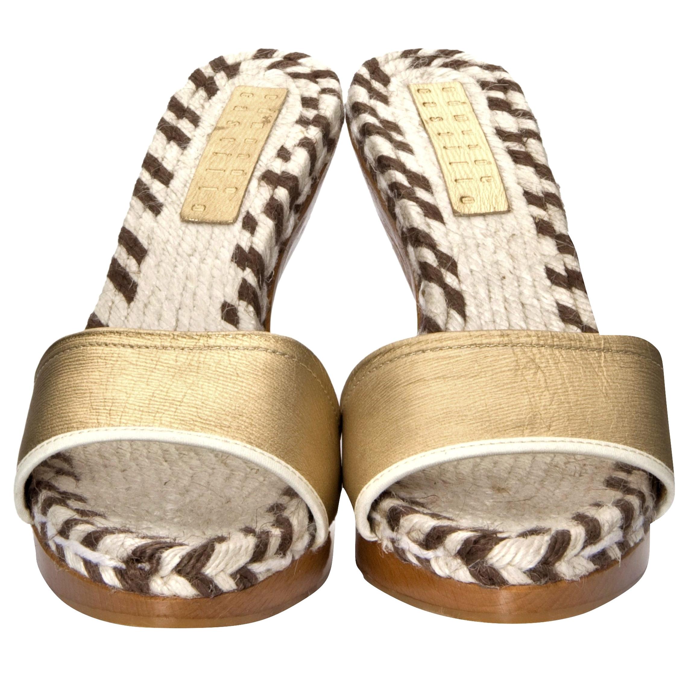 Neu Edmundo Castillo Metallic Espadrille Pantoletten mit Absatz aus Leder Gr. 40