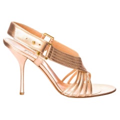 New Edmundo Castillo Soft Metallic Rose Gold Napa Leather Sling Heels Sz 9