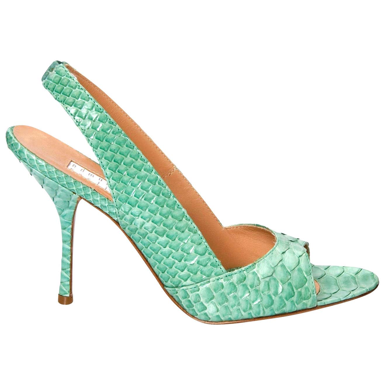 Green Python Snakeskin New Edmundo Castillo Teal Green Python Snakeskin Pump Heels Sz 7 at ...
