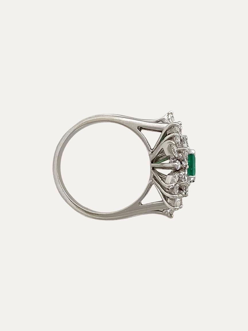 Emerald Cut New Edwardian Emerald and Diamonds Gold Ring For Sale