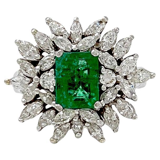 New Edwardian Emerald and Diamonds Gold Ring For Sale