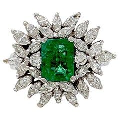 New Edwardian Emerald and Diamonds Gold Ring