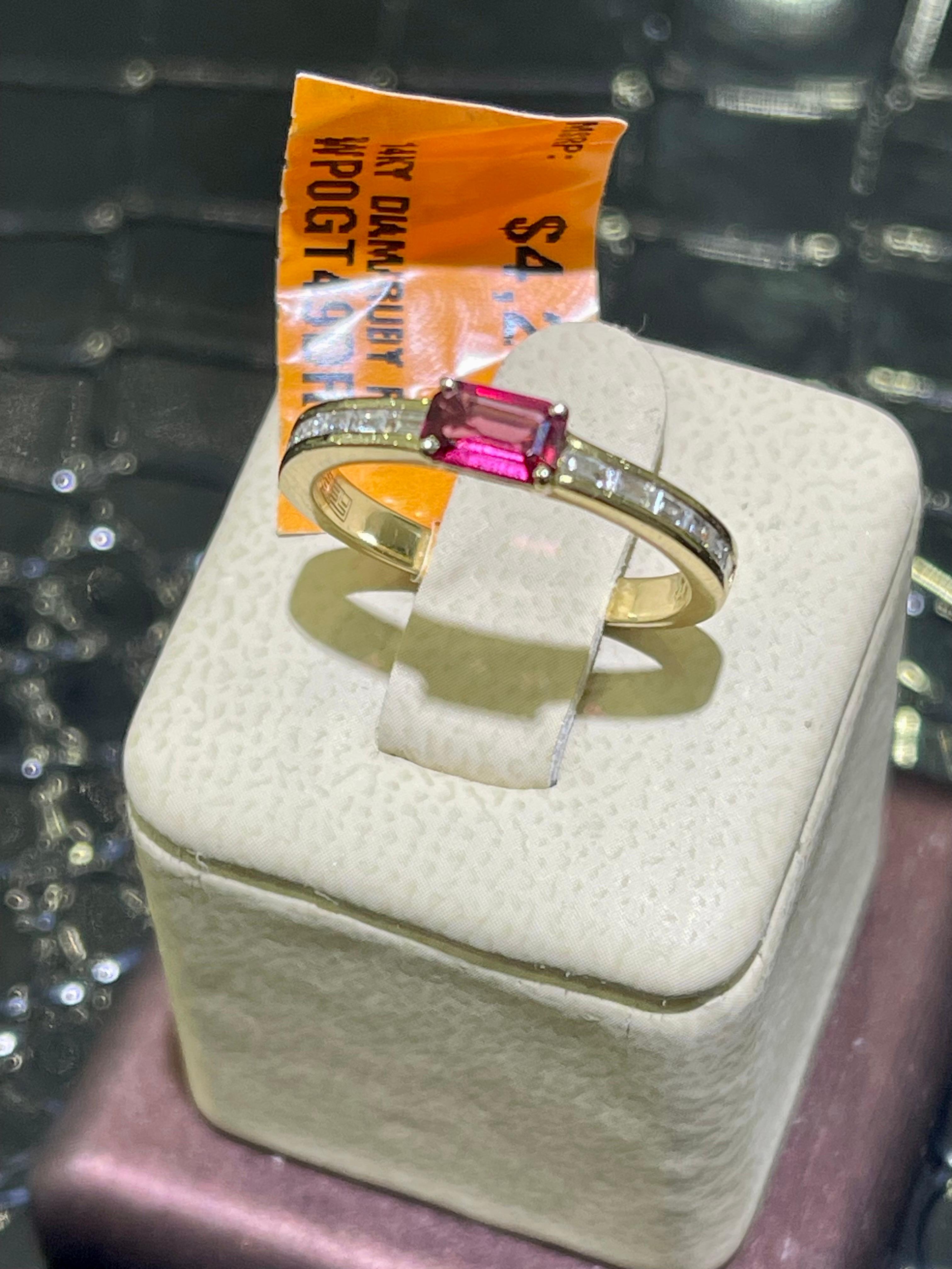 Modern New Effy Diamond & Ruby Ring In 14k For Sale