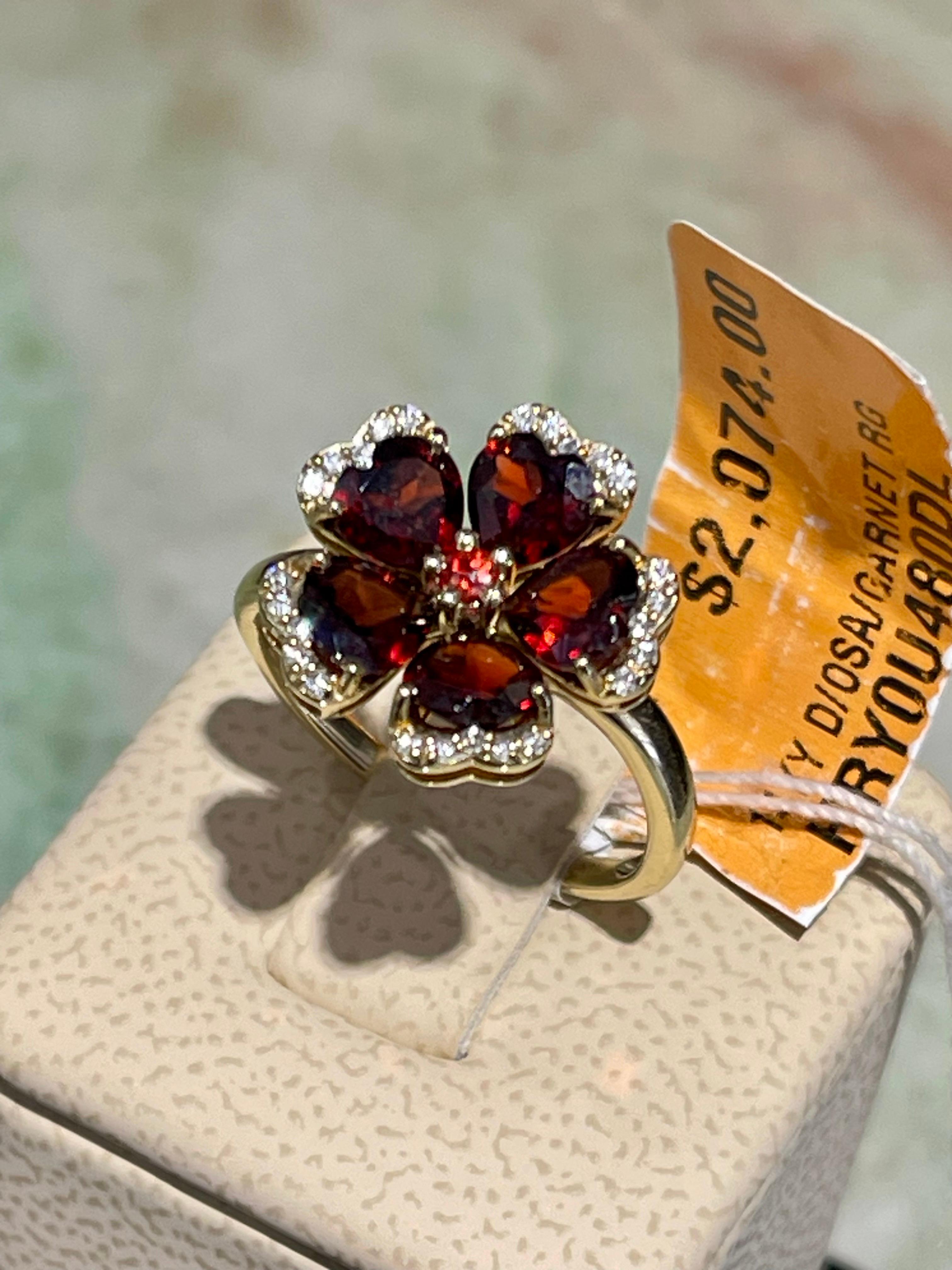 Modern New Effy Garnet & Diamond Ring In 14k For Sale