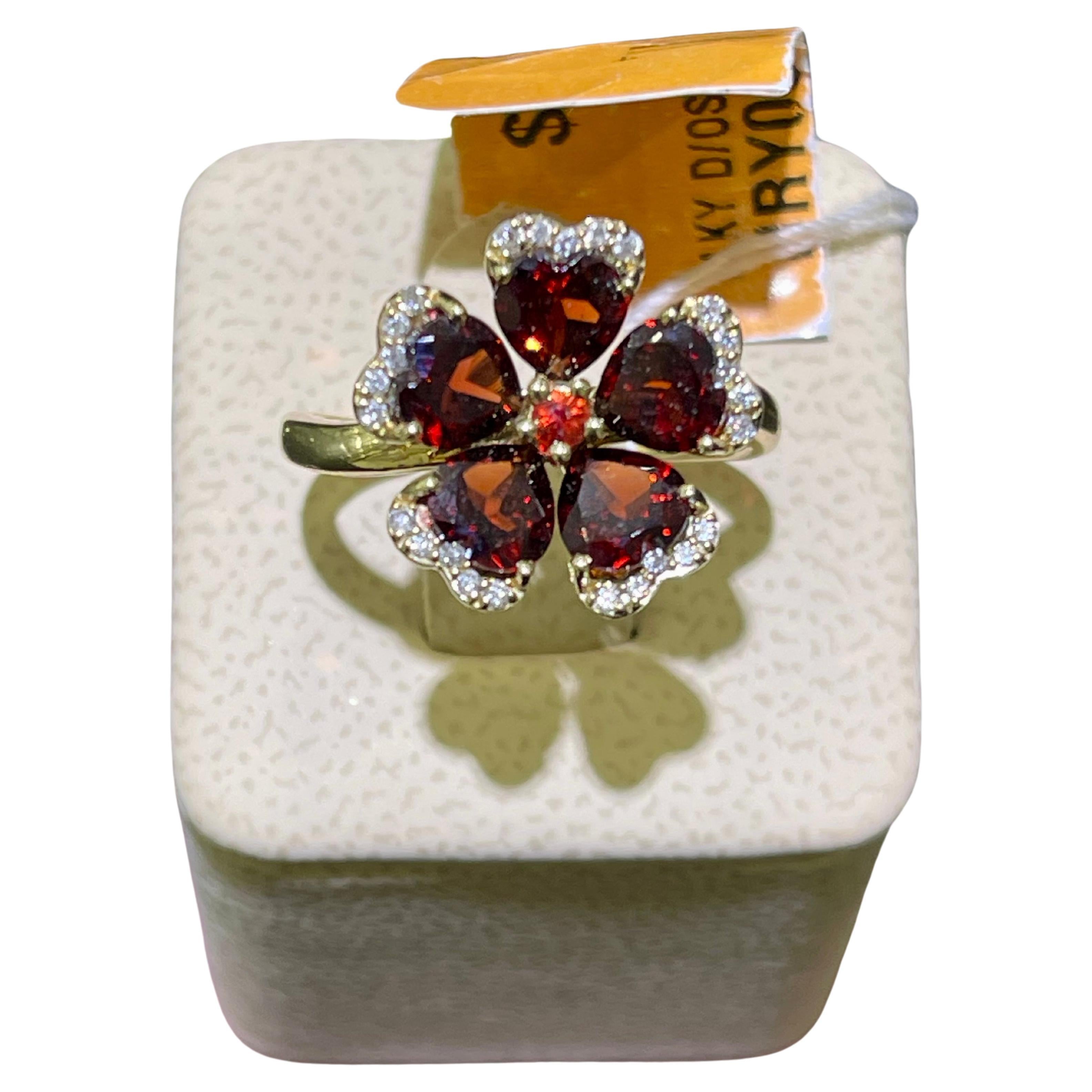 New Effy Garnet & Diamond Ring In 14k For Sale