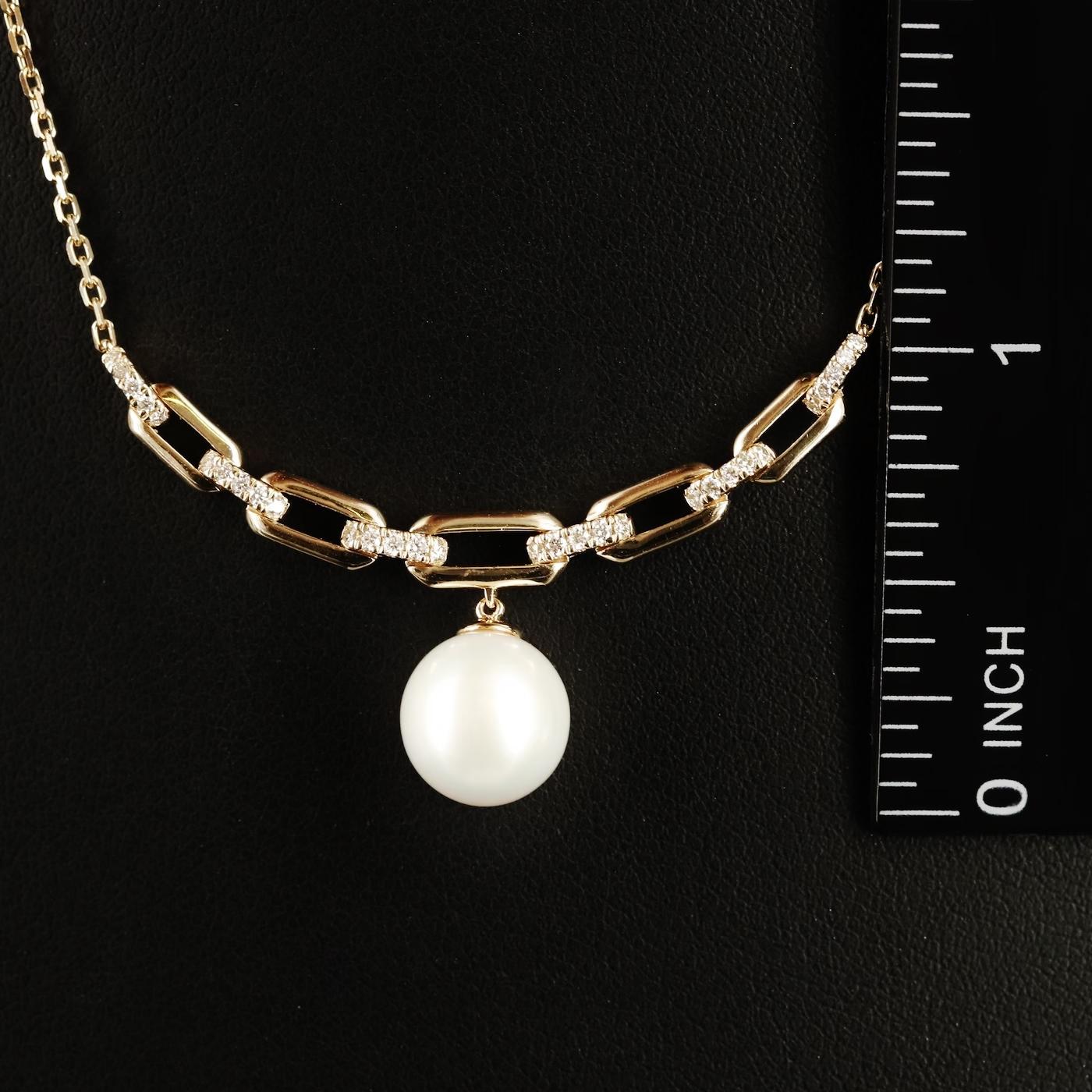 pearl and paperclip chain necklace