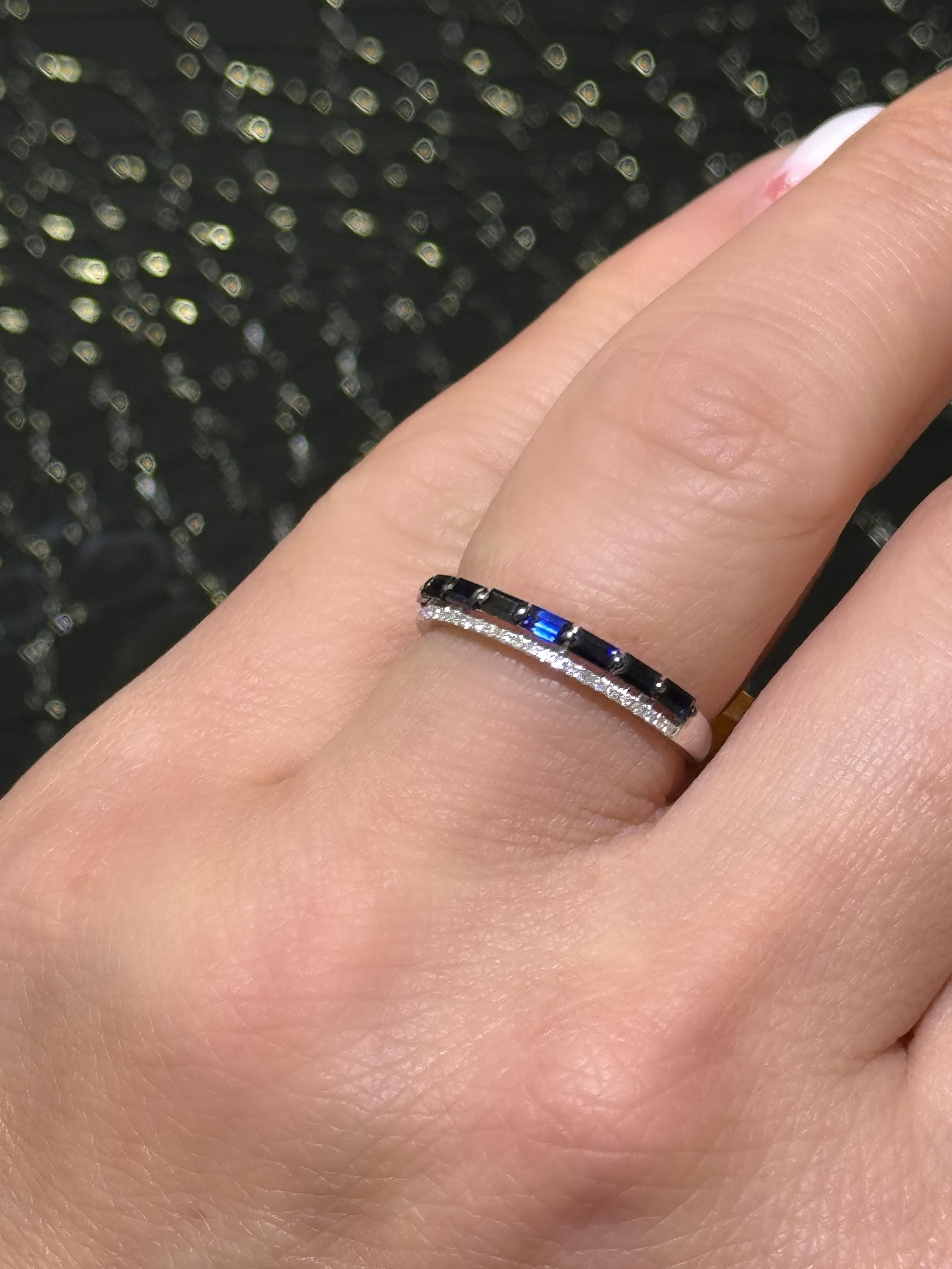 Women's New Effy Sapphire & Diamond Ring In 14k White Gold  For Sale