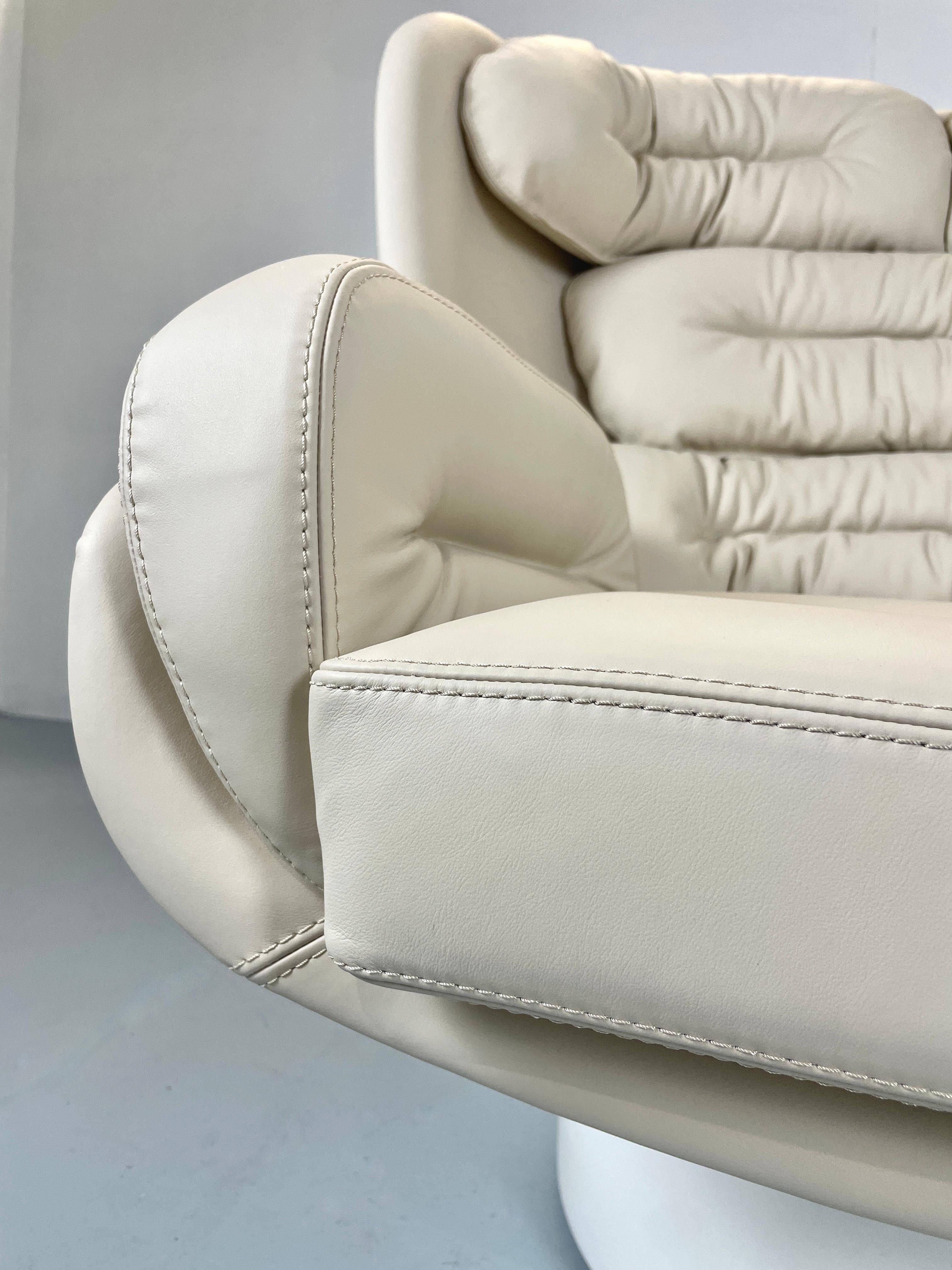 Contemporary NEW Elda Chair by Joe Colombo for Longhi, Italy  in white & taupe  For Sale