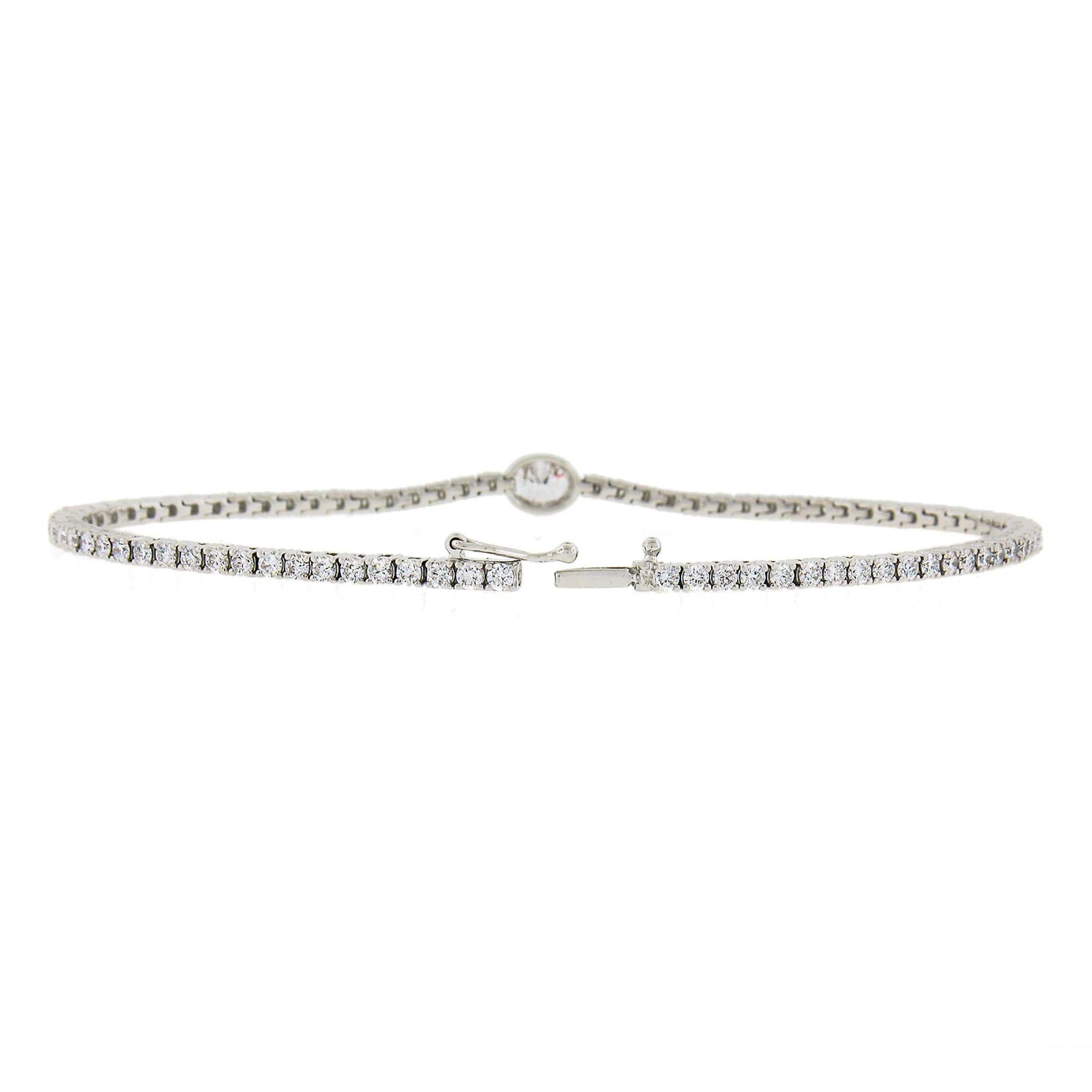 Women's New Elegant 14k White Gold 2.03ct Round & Oval Diamond Link Line Tennis Bracelet For Sale