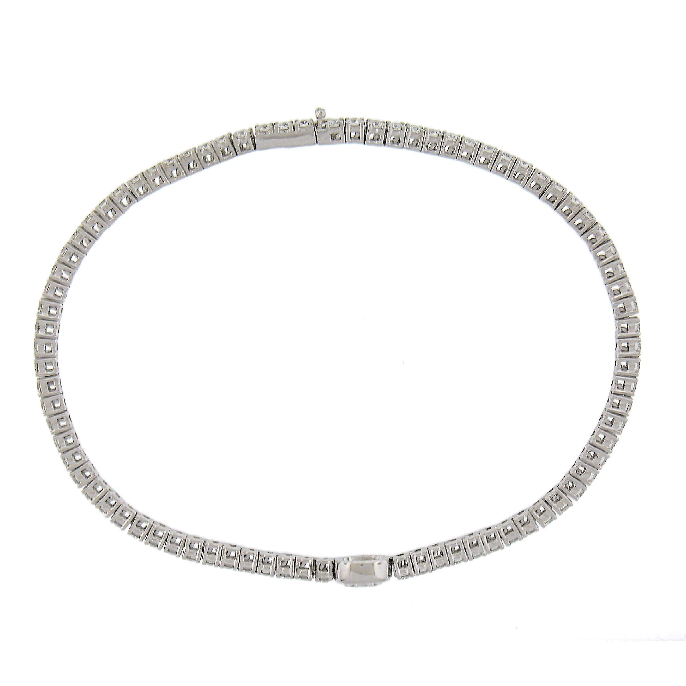 New Elegant 14k White Gold 2.03ct Round & Oval Diamond Link Line Tennis Bracelet For Sale 3