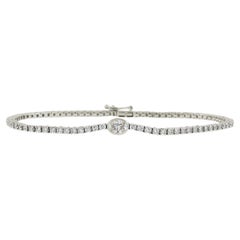 Bracelet tennis élégant en or blanc 14 carats avec diamants ronds et ovales 2,03 carats