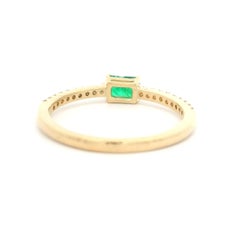 New Elegant 14k Yellow Gold 0.49ctw Emerald Diamond Sideways Stackable Ring