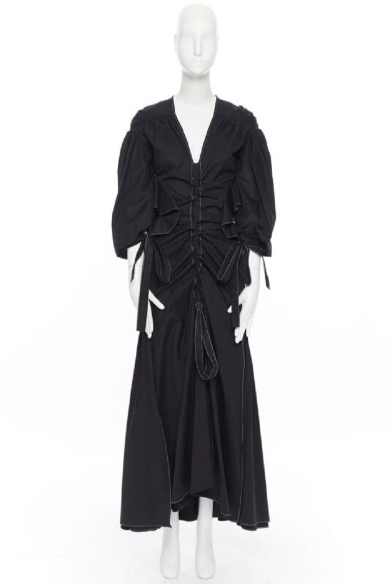 neu ELLERY 2018 schwarz Rüsche Rüsche ausgeschnitten Taille gerüscht viktorianischen Kleid UK6 XS im Angebot 6