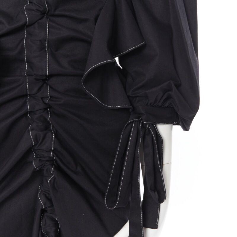 new ELLERY 2018 black ruffle ruffle cut out waist rusched Victorian dress UK6 XS For Sale 3