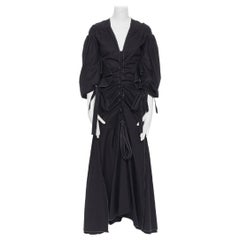 new ELLERY 2018 black ruffle ruffle cut out waist rusched Victorian dress UK6 XS