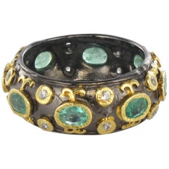 New Emerald White Topaz Black Rhodium Silver Band Ring by Baume